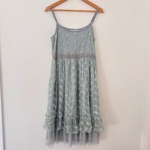 A'Reve Mint Lace Overlay Spaghetti Strap Dress